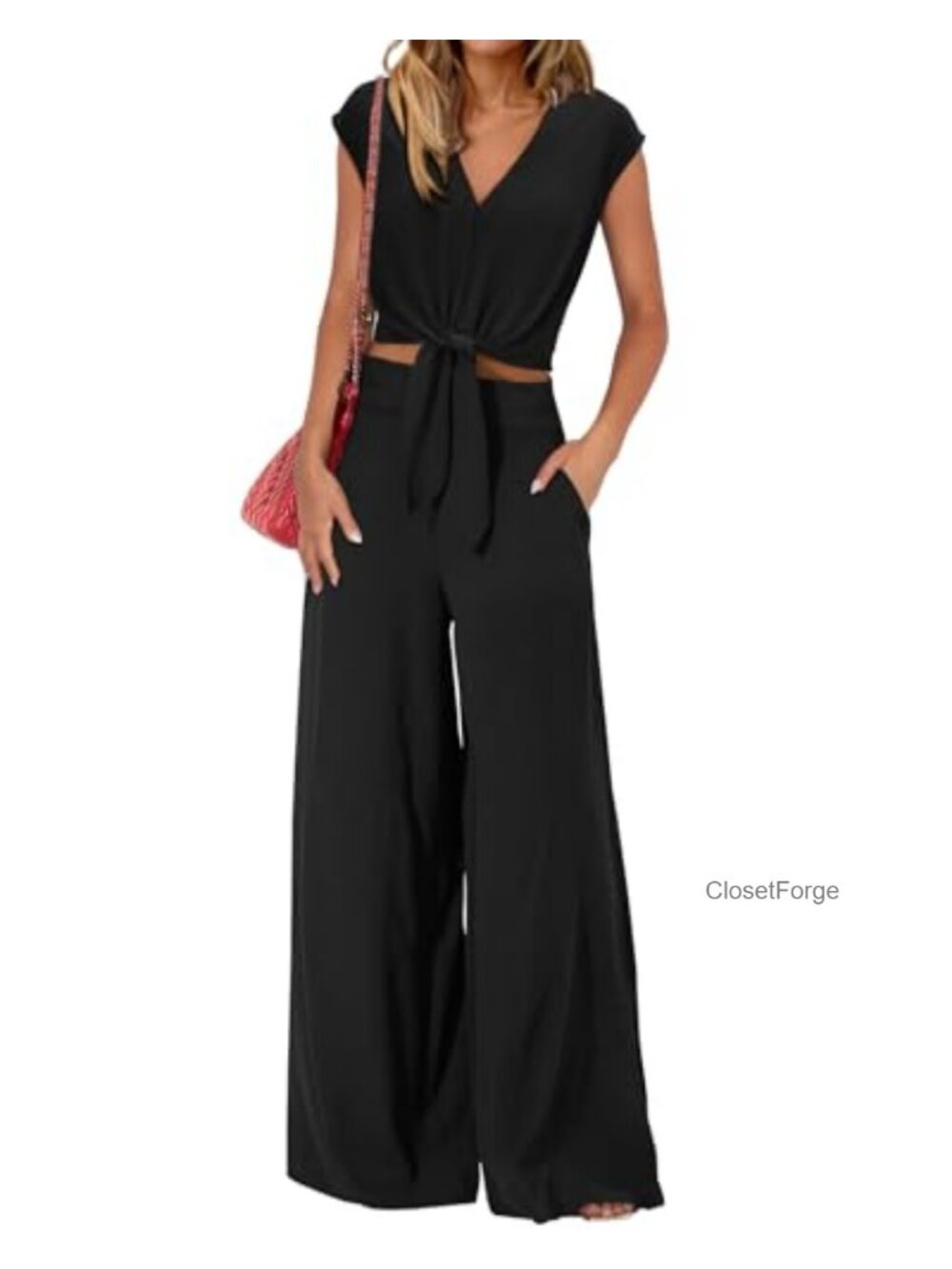Women's 2 Piece Crop Top & Wide Leg Pant Tracksuit Summer Outfits